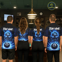 Load image into Gallery viewer, Blue Flames Multi Skull Thunder Pool 8 Ball 3D Billiard Shirt For Women Custom Billiard Team Attire NYN2603