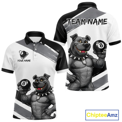 Grey And White Paint Funny Bulldog 8 Ball Billiard Pool Shirt For Men Custom Billiard Team Appeal NYN2765