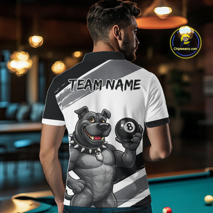 Grey And White Paint Funny Bulldog 8 Ball Billiard Pool Shirt For Men Custom Billiard Team Appeal NYN2765