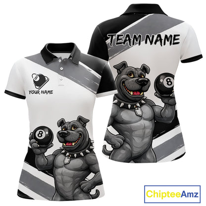 Grey And White Paint Funny Bulldog 8 Ball Billiard Pool Shirt For Women Custom Billiard Team Appeal NYN2765