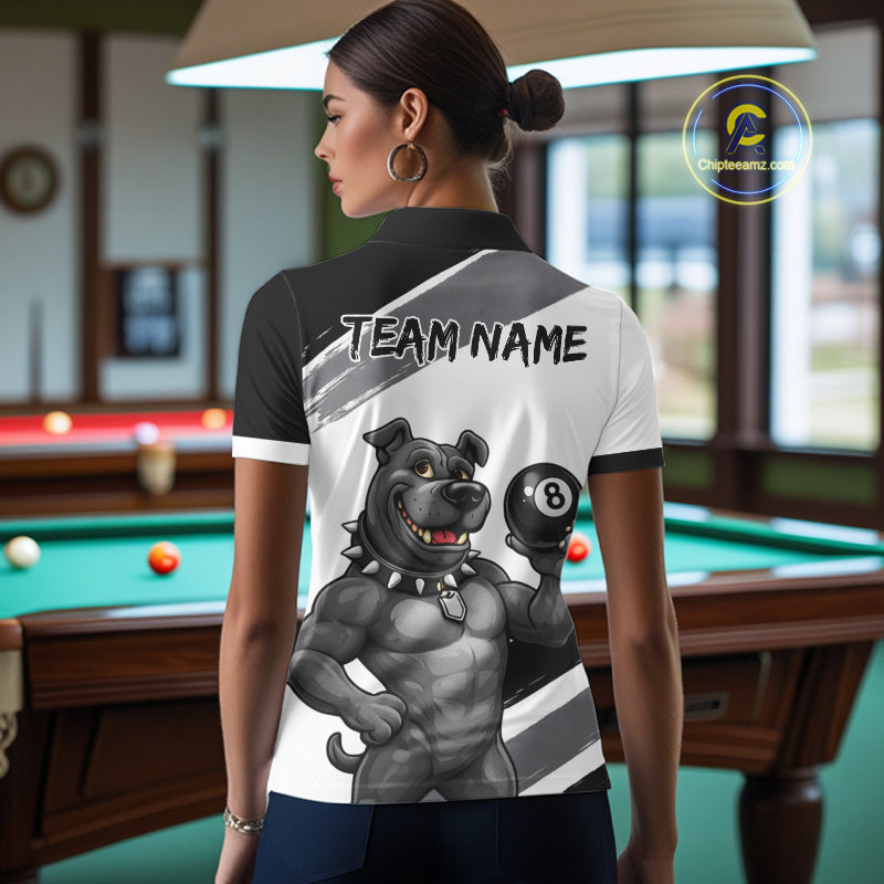 Grey And White Paint Funny Bulldog 8 Ball Billiard Pool Shirt For Women Custom Billiard Team Appeal NYN2765
