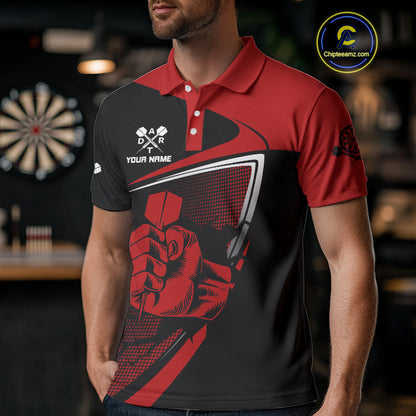 Custom Black And Red Dart Arrows Dart Shirts For Men Outfits Dart Team Jerseys NYN0064