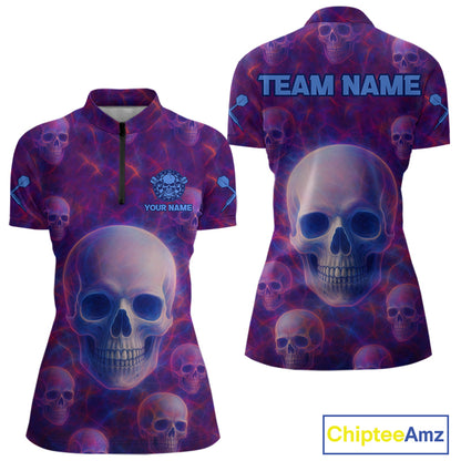Colorful Lightning Skulls Pattern Darts Shirt For Women - Customizable Name & Team NYN0403