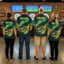 Load image into Gallery viewer, Green Splatter Paint Shark Dartboard &amp; Arrow Women Darts Quarter-Zip Shirt Custom Darts Team Jersey NYN2616