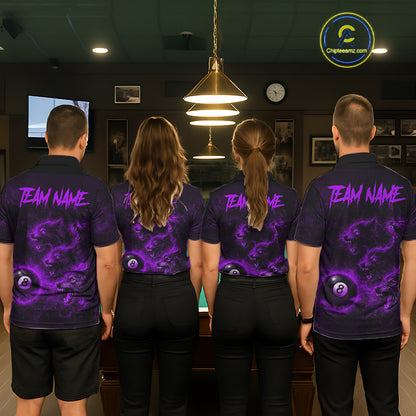 Horror Wolfs Purple Flames Smoke Pool 8 Ball Women Billiard Shirt Custom Ball Billiard Team Attire NYN2621