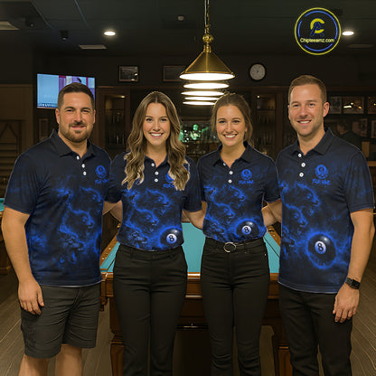 Horror Wolfs Blue Flames Smoke Pool 8 Ball Women Billiard Shirt Custom Ball Billiard Team Attire NYN2622