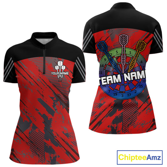 Multi-Color Dartboard Custom Polo & 1/4 Zip Dart Shirt For Women, Dart Team Jerseys NYN0220