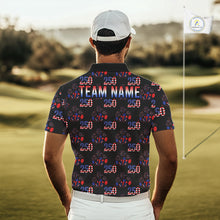 Load image into Gallery viewer, USA Anniversary Mens Golf Polo Shirt Custom Golf Pattern Patriotic Golf Tops |Black NYN3389