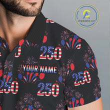 Load image into Gallery viewer, USA Anniversary Mens Golf Polo Shirt Custom Golf Pattern Patriotic Golf Tops |Black NYN3389
