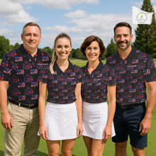 Load image into Gallery viewer, USA Anniversary Mens Golf Polo Shirt Custom Golf Pattern Patriotic Golf Tops |Black NYN3389