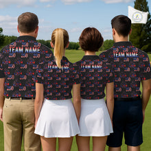 Load image into Gallery viewer, USA Anniversary Mens Golf Polo Shirt Custom Golf Pattern Patriotic Golf Tops |Black NYN3389