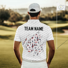 Load image into Gallery viewer, USA Anniversary Mens Golf Polo Shirt Custom White Golf Ball Pattern Patriotic Golf Tops NYN3392