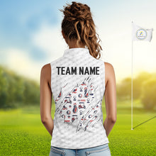 Load image into Gallery viewer, USA Anniversary Womens Golf Sleeveless Polo Shirt Custom White Golf Ball Patriotic Golf Tops NYN3392