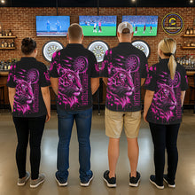 Load image into Gallery viewer, Pink Neon Tiger Lightning Dartboard Men Dart Polo Shirts Custom Name &amp; Team Dart Jerseys NYN2098