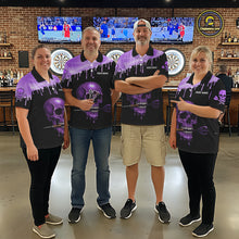 Load image into Gallery viewer, Custom Holographic Purple Skull Darts Shirt 1/4-Zip For Women Light Skull Dart League Jerseys NYN2109