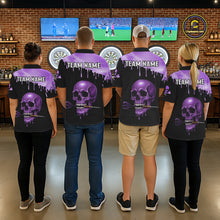 Load image into Gallery viewer, Custom Holographic Purple Skull Darts Shirt 1/4-Zip For Women Light Skull Dart League Jerseys NYN2109