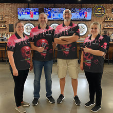Load image into Gallery viewer, Custom Holographic Red Skull Darts Shirt Polo For Men Light Skull Dart League Jerseys NYN2110
