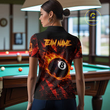Load image into Gallery viewer, Cracked Soil Skull Red Flames Pool 8 Ball Women Billiard Polo &amp; 1/4-Zip Shirt Custom Billiard Attire NYN2627