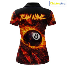Load image into Gallery viewer, Cracked Soil Skull Red Flames Pool 8 Ball Women Billiard Polo &amp; 1/4-Zip Shirt Custom Billiard Attire NYN2627