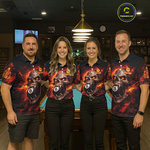 Load image into Gallery viewer, Cracked Soil Skull Red Flames Pool 8 Ball Women Billiard Polo &amp; 1/4-Zip Shirt Custom Billiard Attire NYN2627