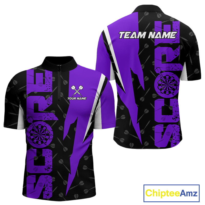 Purple Score Dartboard Grunge Darts Shirt For Men - Custom Name & Team Jersey NYN0613