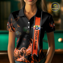 Load image into Gallery viewer, Personalized Fire Flame Pool Women's Billiard Balls Team Shirt Phoenix Billiard Attire|Yellow NYN2369