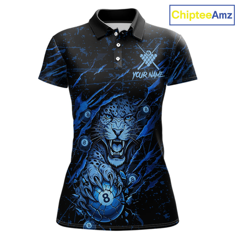 Blue Cracked 8 Ball Pool Shirts Custom Women Billiard Pool Shirts Funny Cobra Billiard Team Jerseys NYN2974