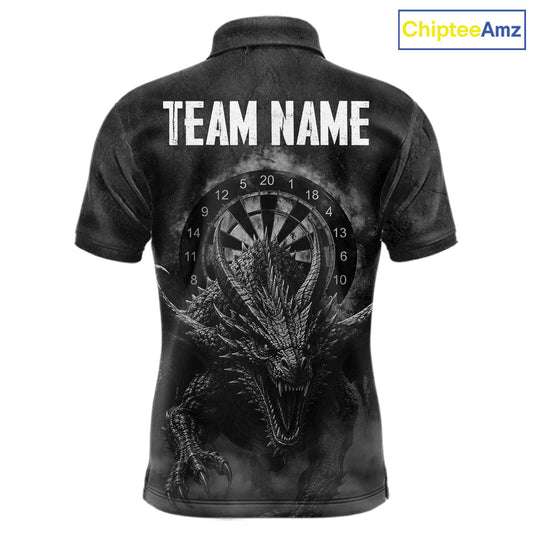 Custom Dragon Darts Shirt For Men With Cracked Stone, Dragon Grey Smoke Darts Team Jersey NYN3946