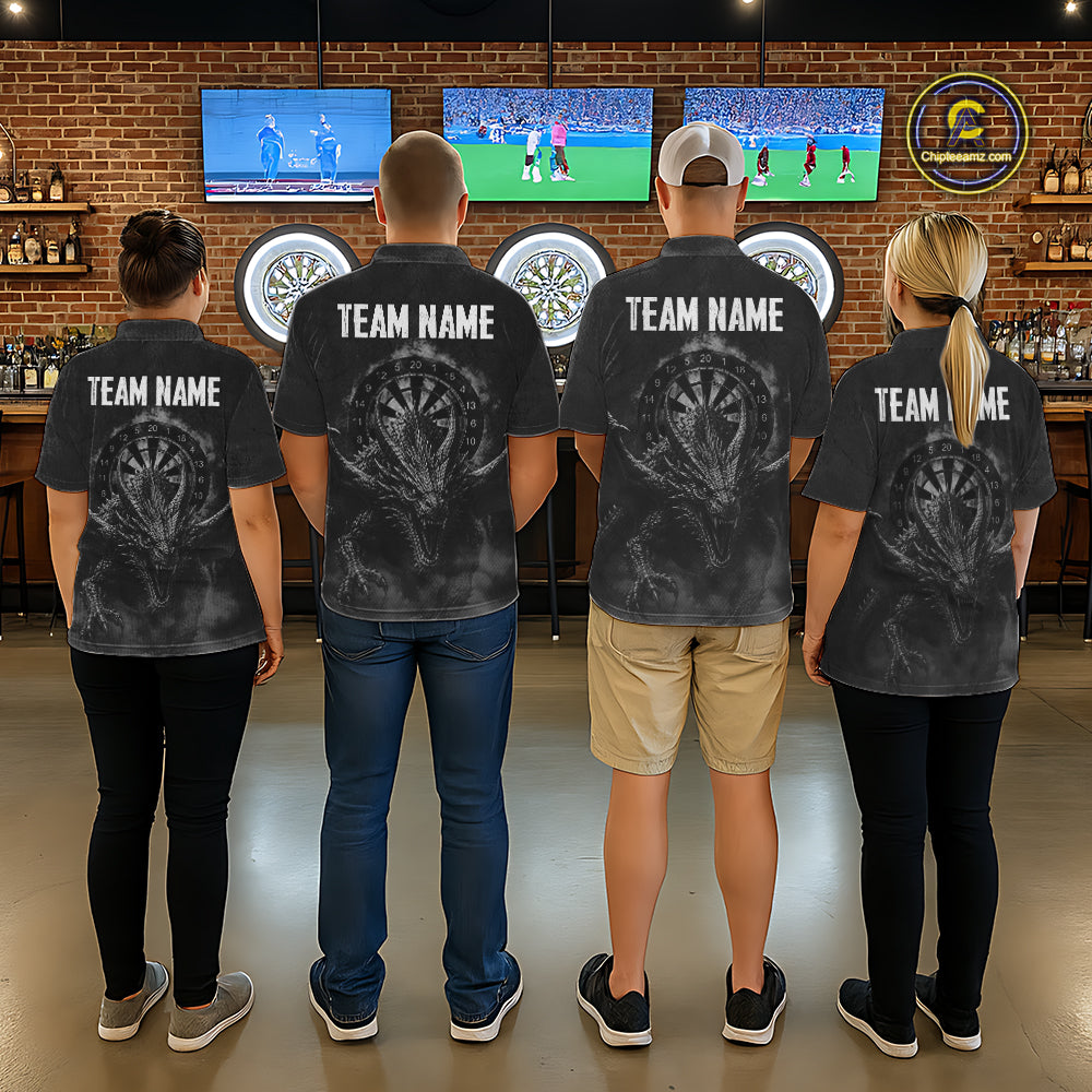 Custom Dragon Darts Shirt For Women With Cracked Stone, Dragon Grey Smoke Darts Team Jersey NYN3946