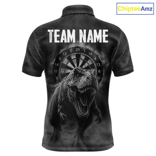 Custom Dinosaur Darts Shirt For Men With Cracked Stone, Dinosaur Grey Smoke Darts Team Jersey NYN3947