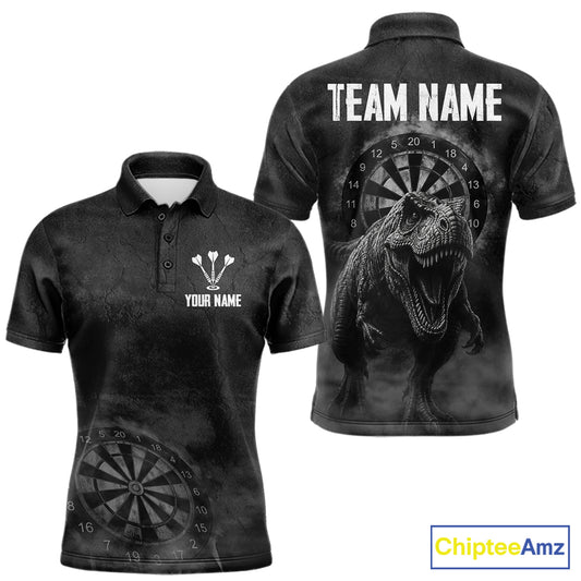 Custom Dinosaur Darts Shirt For Men With Cracked Stone, Dinosaur Grey Smoke Darts Team Jersey NYN3947