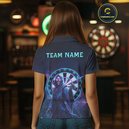 Custom Galaxy Purple Grim Reaper Dartboard Women Darts Polo Shirt Colorful Dart Jerseys NYN1865