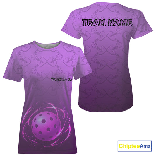Custom Lightning Purple Pickleball Ball T-Shirt For Women Outfits Pickleball Team Shirt NYN0934