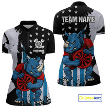 Load image into Gallery viewer, Custom Blue Red Rhino Dartboard Funny Dart Women 1/4-Zip Shirt US Flag Dart Jerseys NYN1568