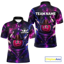 Load image into Gallery viewer, Funny Cowboy Bowling Ball Shirt For Men Custom Galaxy Tornado Bowling Team Jersey