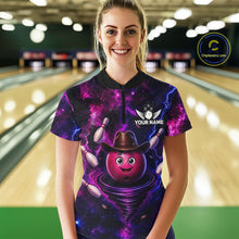 Load image into Gallery viewer, Funny Cowboy Bowling Ball Shirts For Women Custom Galaxy Tornado Bowling Team Jerseys NYN3414