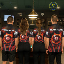 Load image into Gallery viewer, Red Flames Pool 8 Ball Women Billiard Polo &amp; 1/4-Zip Shirts Custom Billiard Team Shirt Designs NYN2404