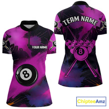 Load image into Gallery viewer, Grunge Paint Splatter Pink Ball 8 Billiard Shirts For Women Personalized Billiard Attire Gifts NYN2789