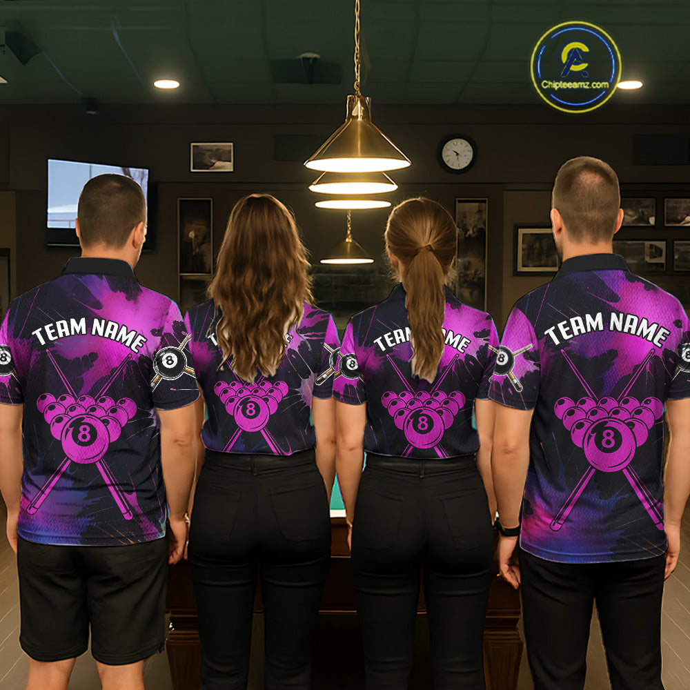 Grunge Paint Splatter Pink Ball 8 Billiard Shirts For Men Personalized Billiard Attire Gifts NYN2789