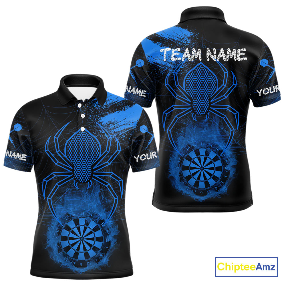 Blue Spider Men's Grunge Darts Shirt Smoke Dartboard - Custom Name For Darts Jersey NYN0468