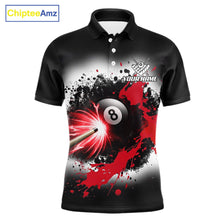 Load image into Gallery viewer, Lightning red billiard 8 ball and 9 ball shirt for men custom grunge pool team jersey