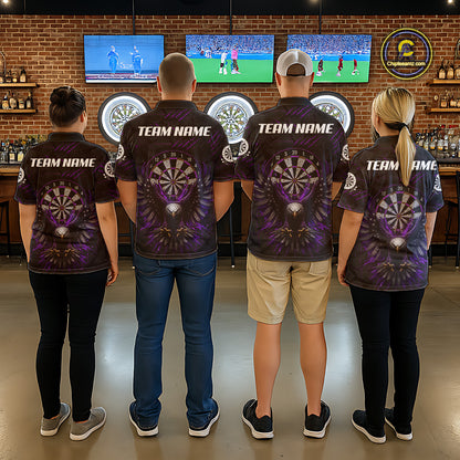 Dart team wearing Purple Grunge Eagle Custom Jerseys, Personalized Dart Tournament Uniforms, League Team Apparel