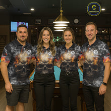 Load image into Gallery viewer, Fire Flame Skull Balls Billiard Shirt For Women Custom Smoke Ball 8 Pool Billiard Team Shirts NYN2414
