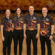 Load image into Gallery viewer, Fire Flame Dragon Bowling Polo Quarter Zip Shirts For Women Custom Team Bowling Jerseys | Red NYN3450