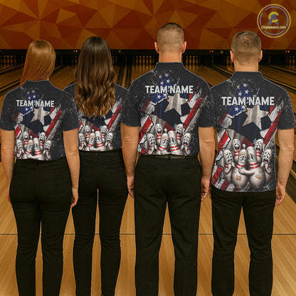 Funny Sad Pins Mascot Patriotic Bowling Jersey For Men Custom Texas - US Flag Bowling Team Shirts NYN3199