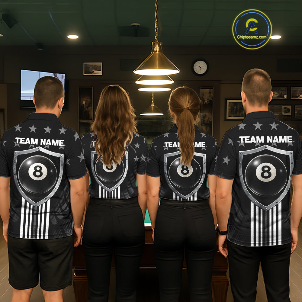 Black Stars 8 Ball Pool Women Billiard Team Shirt Personalized Polo & 1/4-Zip Billiard Gifts NYN2381