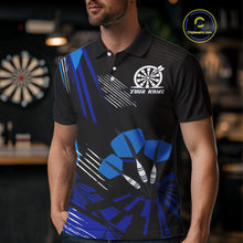 Load image into Gallery viewer, Blue Dart Arrows Grunge Dartboard Men's Darts Shirt - Custom Name For Players NYN0513
