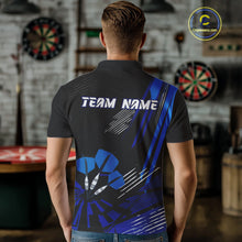 Load image into Gallery viewer, Blue Dart Arrows Grunge Dartboard Men's Darts Shirt - Custom Name For Players NYN0513