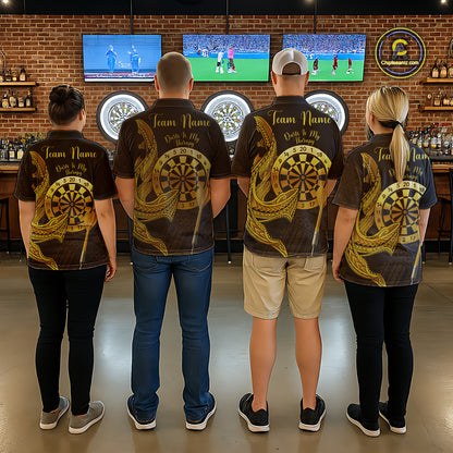 Personalized Gold Tribal Shark Custom Darts Quarter-Zip Shirts For Women Tribal Dart League Jerseys NYN2183