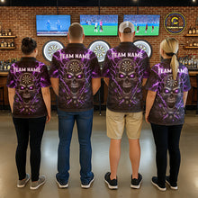 Load image into Gallery viewer, Thunder Lightning Purple Cracked Skull Dartboard Dart 1/4-Zip Shirts For Men Custom Dart Team Shirts NYN2676